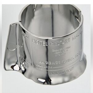 Zara silver tone plaque cuff bracelet with text